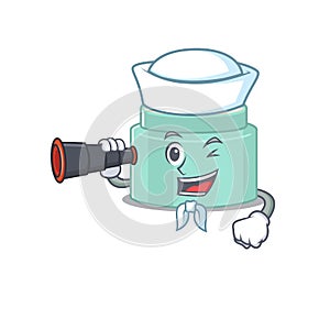 A cartoon picture of lipbalm Sailor using binocular