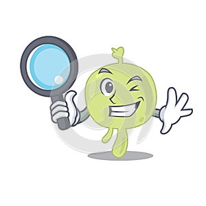 Cartoon picture of lymph node Detective using tools