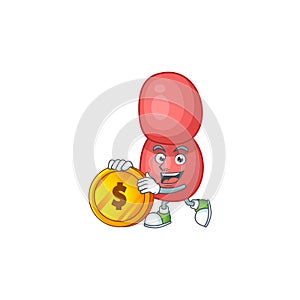 Cartoon picture of neisseria gonorrhoeae rich character with a big gold coin