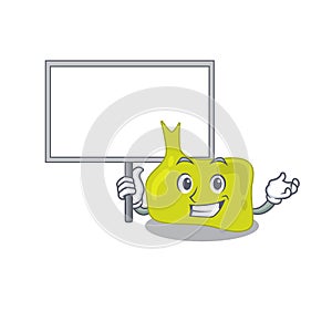 Cartoon picture of pituitary mascot design style carries a board