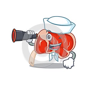 A cartoon picture of prime rib Sailor using binocular