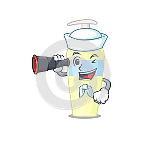 A cartoon picture of serum Sailor using binocular