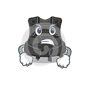 A cartoon picture style of scuba buoyancy compensator having a mad face