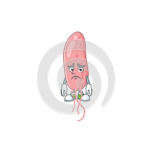 Cartoon picture of vibrio cholerae with worried face