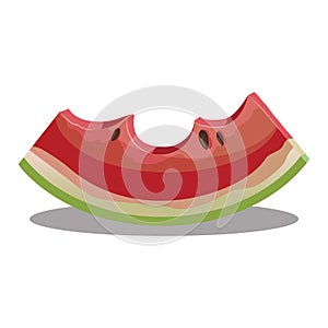 Cartoon piece of watermelon. Slice of watermelon. Sweet and juicy fruit. Fresh summer vitamins. Illustration for