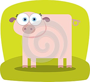 Cartoon Pig with big eye