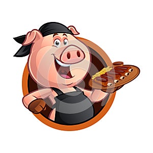 Cartoon pig chef