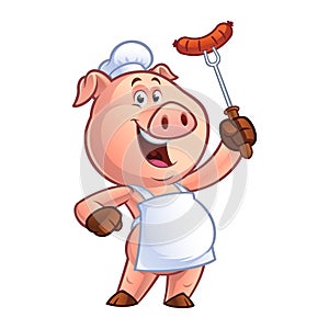 Cartoon pig chef