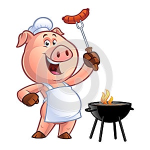 Cartoon pig chef