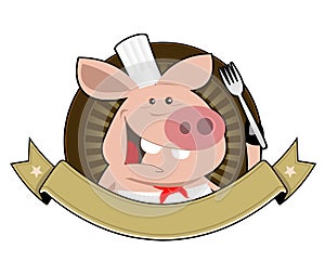 Cartoon Pig Cook Banner