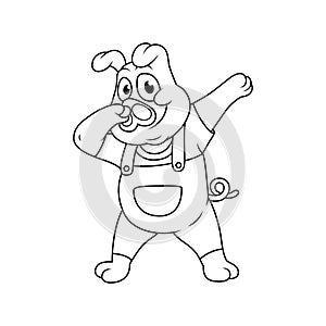 cartoon pig farmer is doing dubbing