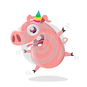 Cartoon pig is ready to party