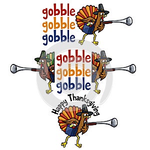 Cartoon pilgrim thanksgiving turkey gobble photo