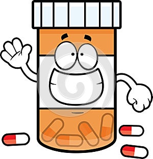 Cartoon Pill Bottle Grinning