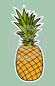 Cartoon pineapple stickers illustration