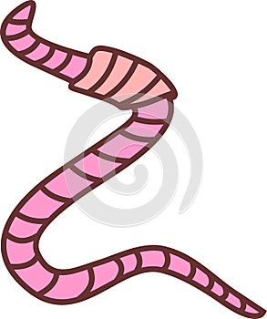 Cartoon pink earthworm