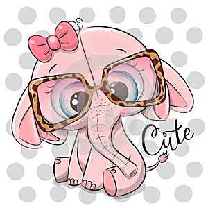 Cartoon pink Elephant in pink glasses