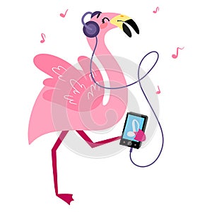 Cartoon pink flamingo.