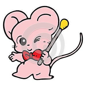 Cartoon pink little mouse
