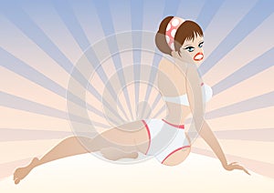 Cartoon pinup girl in bikini