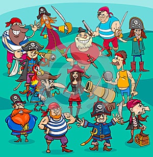 Cartoon pirate characters group