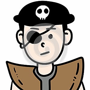 cartoon pirate with crossbones on white background