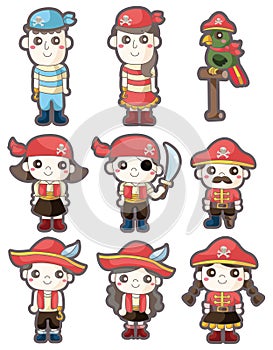 Cartoon pirate icon set