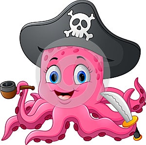 Cartoon pirate octopus