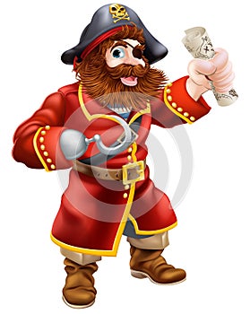 Cartoon pirate with treasure map