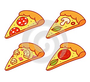 Cartoon pizza slice set