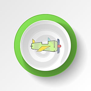 cartoon plane toy colored button icon. Signs and symbols can be used for web, logo, mobile app, UI, UX