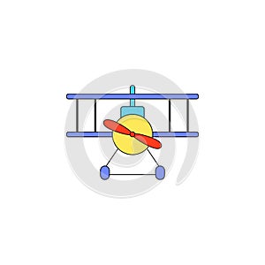 Cartoon plane toy colored icon. Signs and symbols can be used for web, logo, mobile app, UI, UX