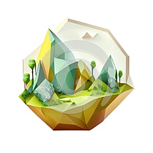 Cartoon planet cute 3d icon Earth day or environment conservation concept low poly. Save green low poly concept isolated