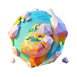 Cartoon planet cute 3d icon Earth day or environment conservation concept low poly. Save green low poly concept isolated
