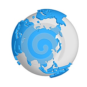 Cartoon planet Earth 3d render icon on white background