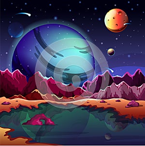 Cartoon planet landscape or scenery terrain