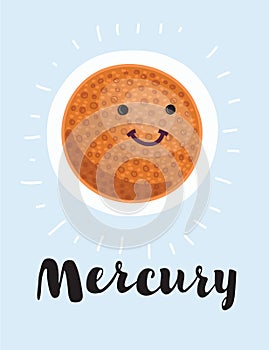 Cartoon planet mercury. Vector clip art illustration with simple gradients. All in a single layer.