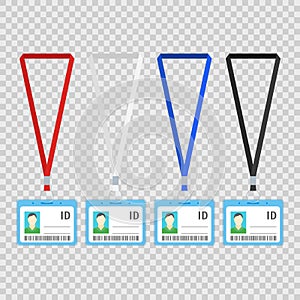 Cartoon Plastic Id Cards Set on a Transparent Background . Vector