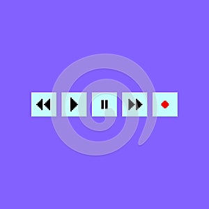 Cartoon Play Video UI Button Set. Vector