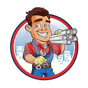Cartoon plumber worker