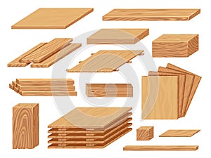Cartoon plywood. Wood board and sheet for construction and furniture, natural timber material for carpentry industry