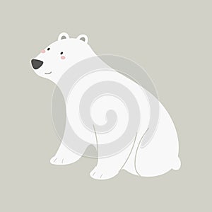 Cartoon polar bear. Colorful vector illustration, flat style