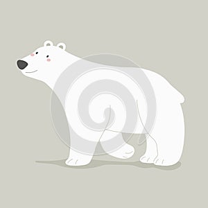 Cartoon polar bear. Colorful vector illustration, flat style.