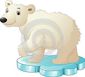 Cartoon polar bear sitting on floe