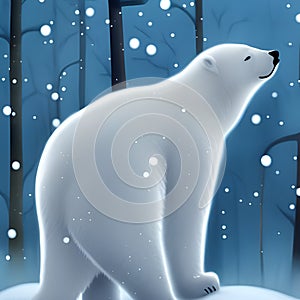 Cartoon Polar Bear in the snow