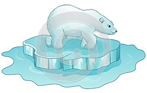 Cartoon polar bear standing on ice floe