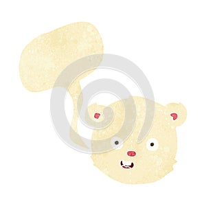 cartoon polar teddy bear head with speech bubble