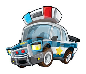 Cartoon police car - white background