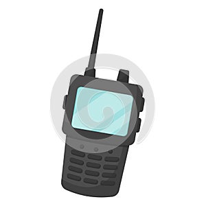 Cartoon police radio, black walkie-talkie speaker