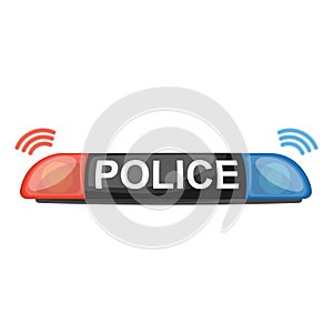 Cartoon police siren car lights, vector